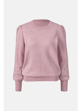 Tchibo Women Crew Neck Long Sleeve Plain Sweater, Pink  - Image 2