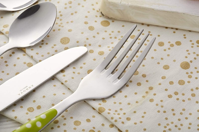 Annova ANNOVA 24PCS Flatware Set  Stainless Steel SilverwareCutlery with Color Handles  6 x Dinner Forks 6 x Dinner Knives 6 x Dinner Spoons 6 x Dessert Spoons  Service for 6 Mix Color - Image 5