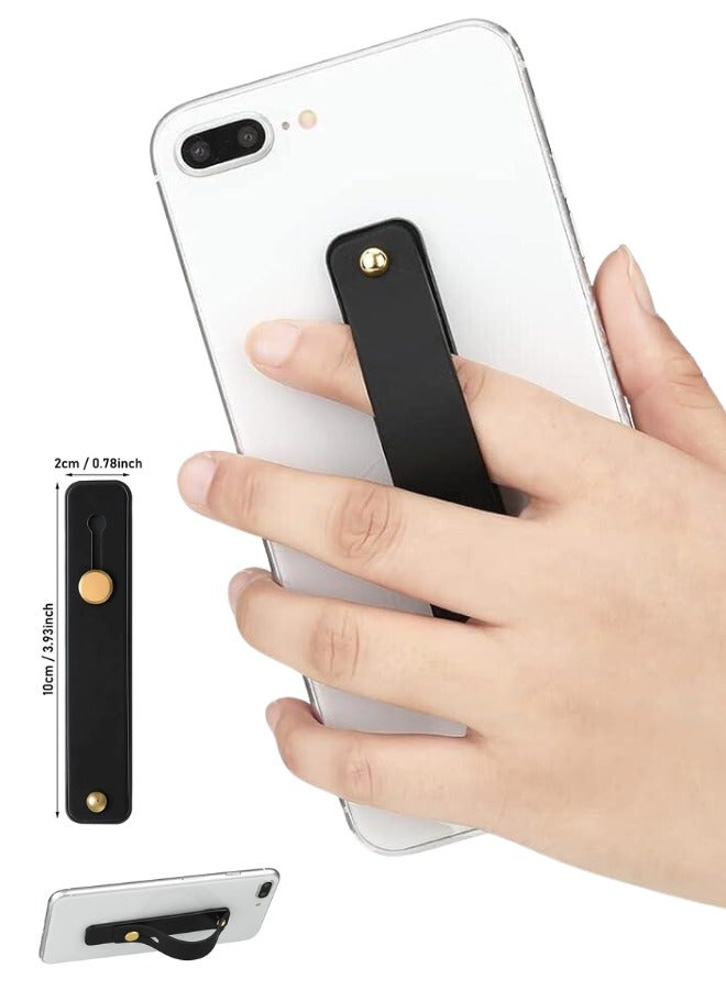 LEEKA Telescopic Phone Grip Holder with Finger Strap – Adjustable Stand for Smartphones with Enhanced Grip and Stability Grip Strap Black - Image 1
