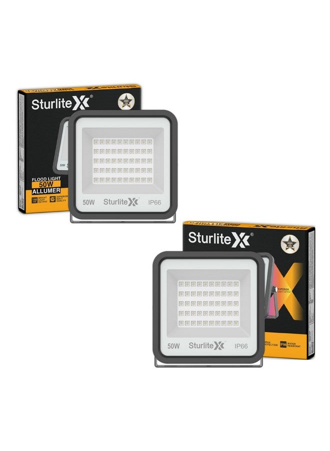 Sturlite Allumer 50 W LED Flood Light| Cool White 6500K Color Temperature LED Lamp| IP66 Waterproof Surge Protection Focus Light for Factory, Garage, Parking, Garden, Playground & Shop - (Pack of 2) - Image 1