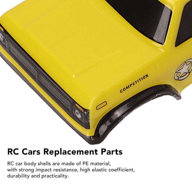Naroote 1/10 Scale Rc Body, 1/10 Rc Crawler Body, RC Car Body Shells Cool Beautiful and Durable 125mm 1/10 Crawler Body Body Parts for 1:24 Crawler Vehicle (Yellow) - Image 2
