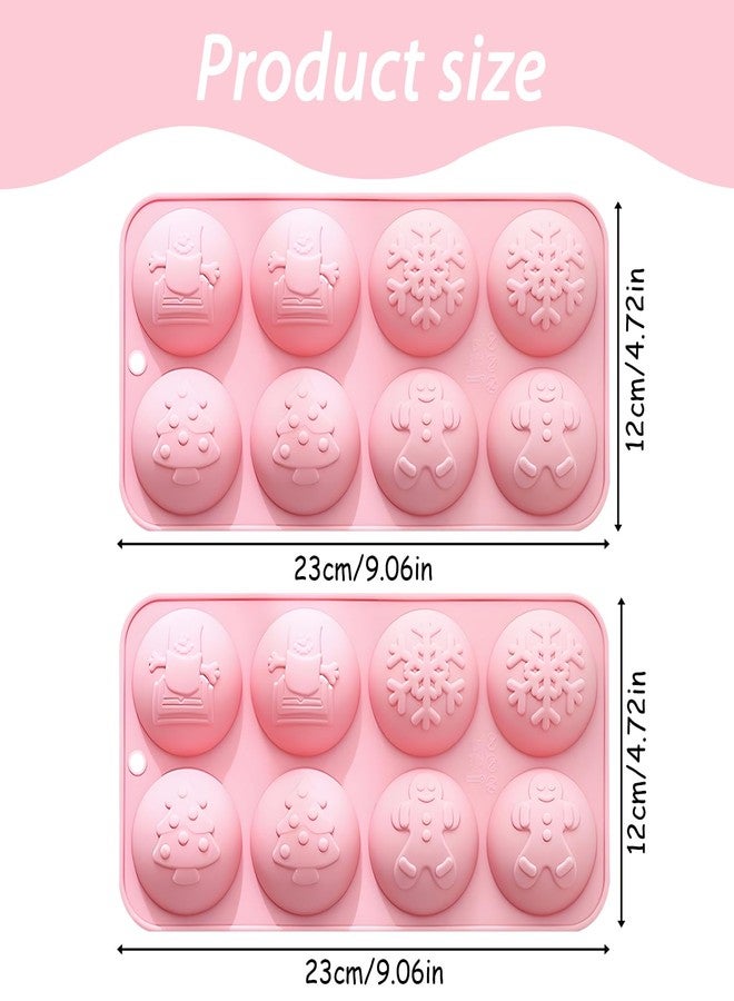 Fchil Christmas Silicone Hot Chocolate Bomb Molds, 8-Cavity Snowflake and Gingerbread Design, Pink, 2 Pack - Image 2