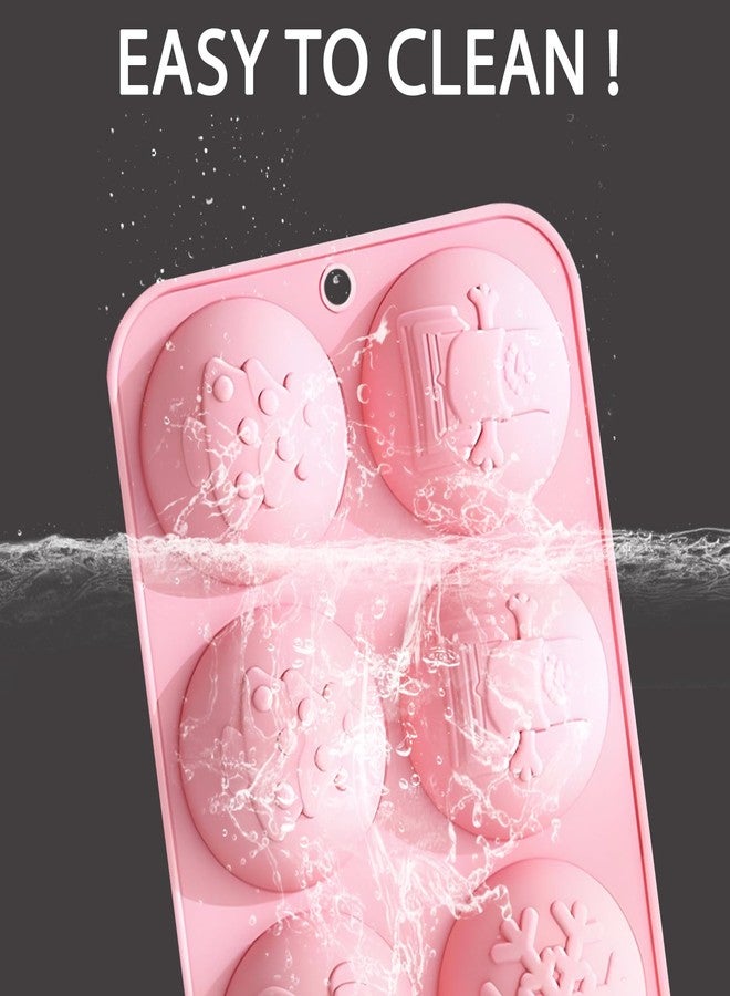 Fchil Christmas Silicone Hot Chocolate Bomb Molds, 8-Cavity Snowflake and Gingerbread Design, Pink, 2 Pack - Image 3
