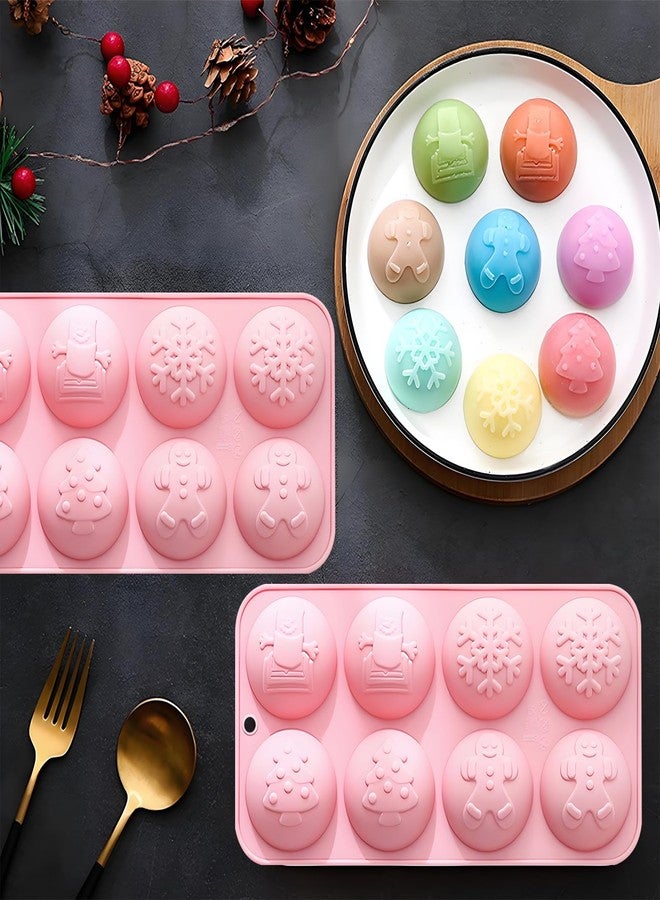 Fchil Christmas Silicone Hot Chocolate Bomb Molds, 8-Cavity Snowflake and Gingerbread Design, Pink, 2 Pack - Image 4