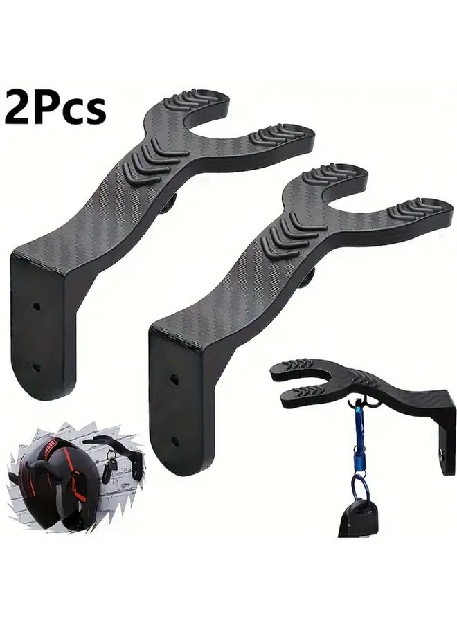 Black Wall Mounted Helmet Hooks 2pcs Durable Plastic Key And Gear Storage Holders - Image 1