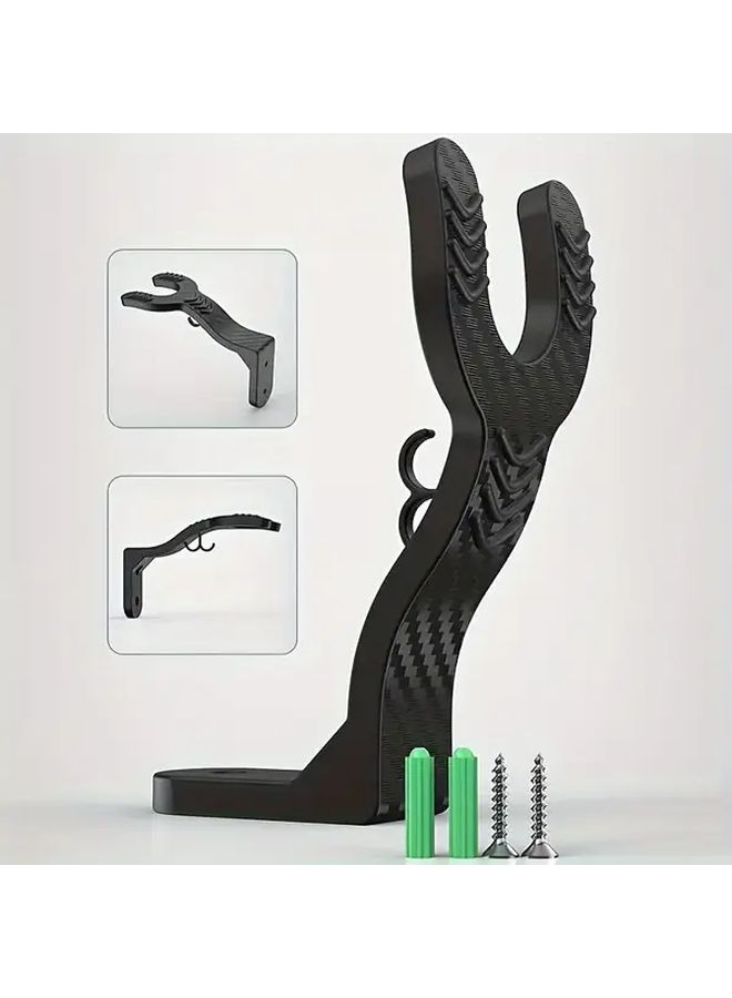 Black Wall Mounted Helmet Hooks 2pcs Durable Plastic Key And Gear Storage Holders - Image 2