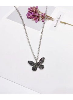 Unique women necklace with butterfly design distinctive women accessory silver color