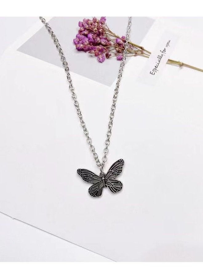 Generic - Unique women necklace with butterfly design distinctive women accessory silver color - Image 1