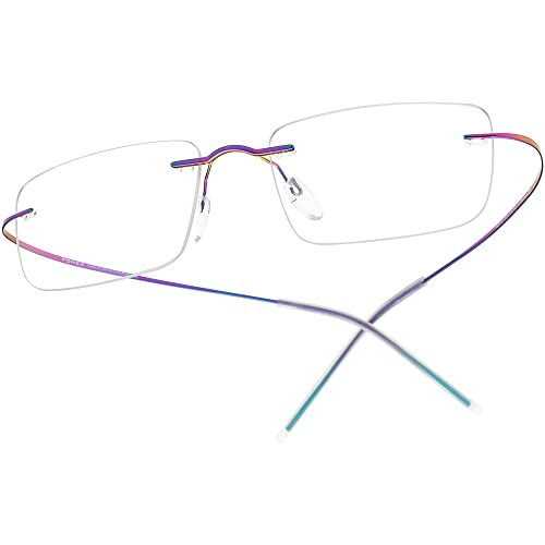FONEX Titanium Glasses Frame,Rimless Frameless Optical Eyewear Eyeglasses for Men and Women F85634 (F85707 Multicolor) - Image 1