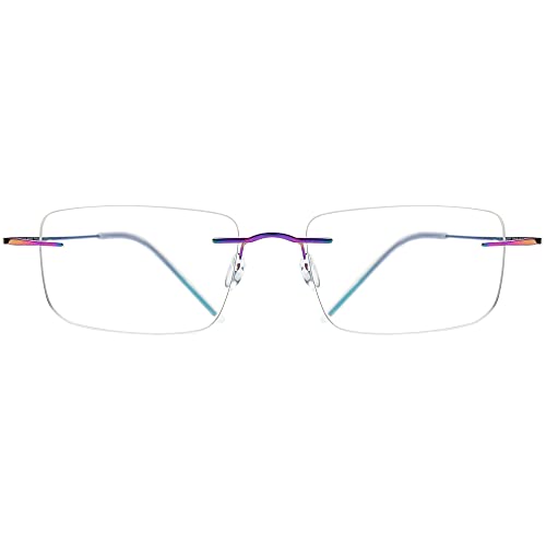 FONEX Titanium Glasses Frame,Rimless Frameless Optical Eyewear Eyeglasses for Men and Women F85634 (F85707 Multicolor) - Image 4