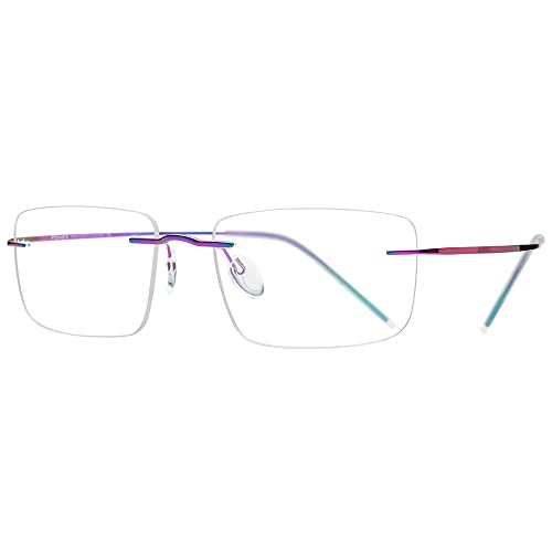 FONEX Titanium Glasses Frame,Rimless Frameless Optical Eyewear Eyeglasses for Men and Women F85634 (F85707 Multicolor) - Image 5