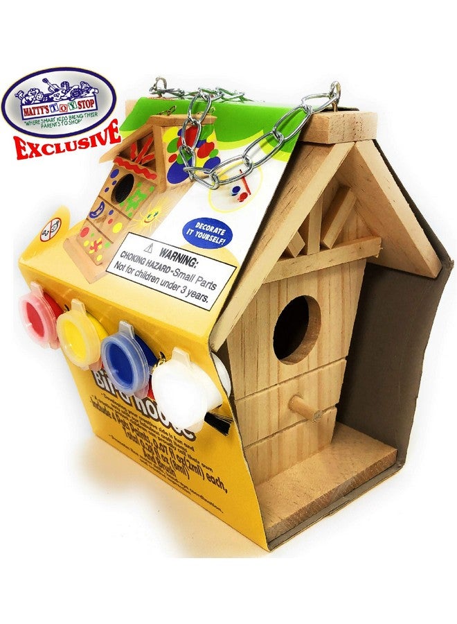 Matty's Toy Stop Paint Your Own Small Wooden Birdhouses (Includes Paints & Brushes) Gift Set Bundle - 3 Pack - Image 3