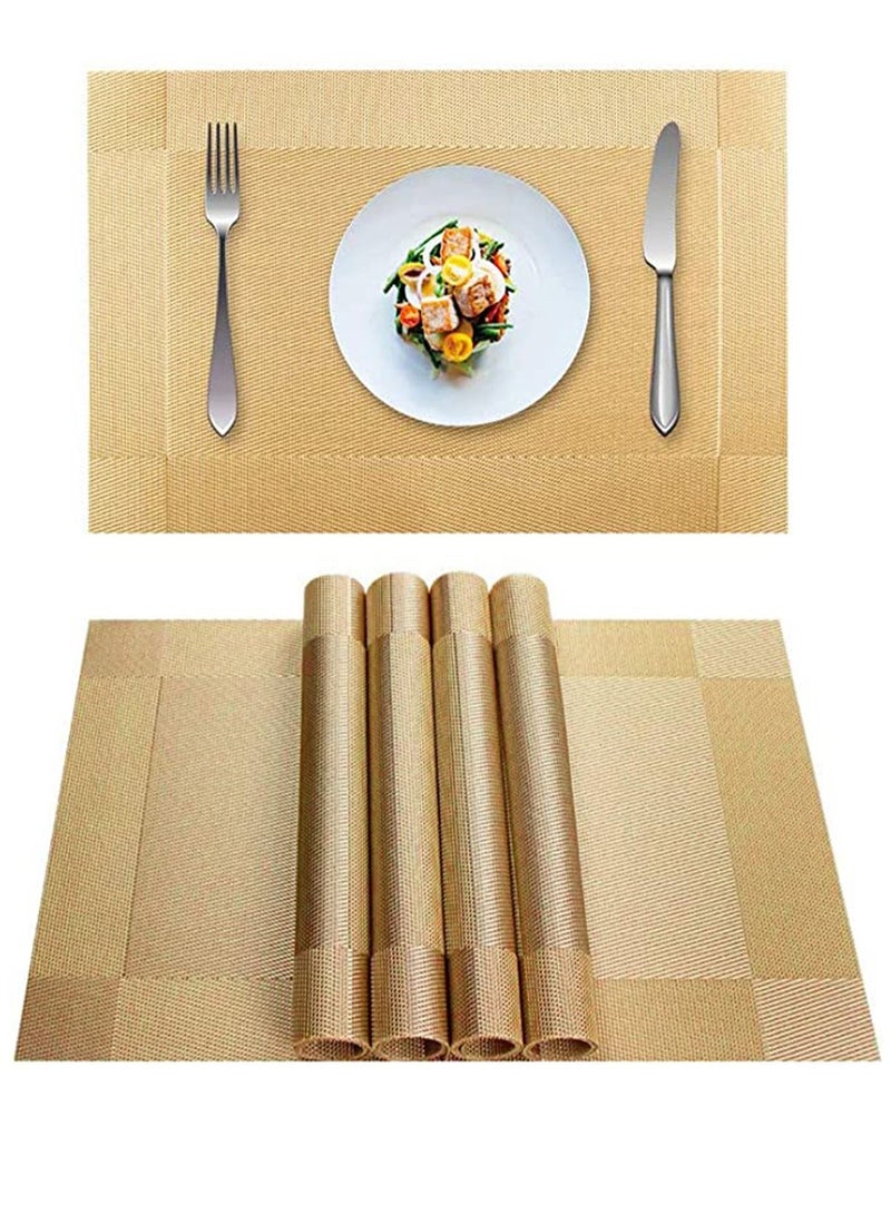 KASTWAVE Placemats for Dining Table Mats, Set of 4 Dining Table Place Mats Washable Placemats Non-slip Heat Resistant PVC with Singel Border Decoration Rectangle for Kitchen Dinner Banquet - Image 3