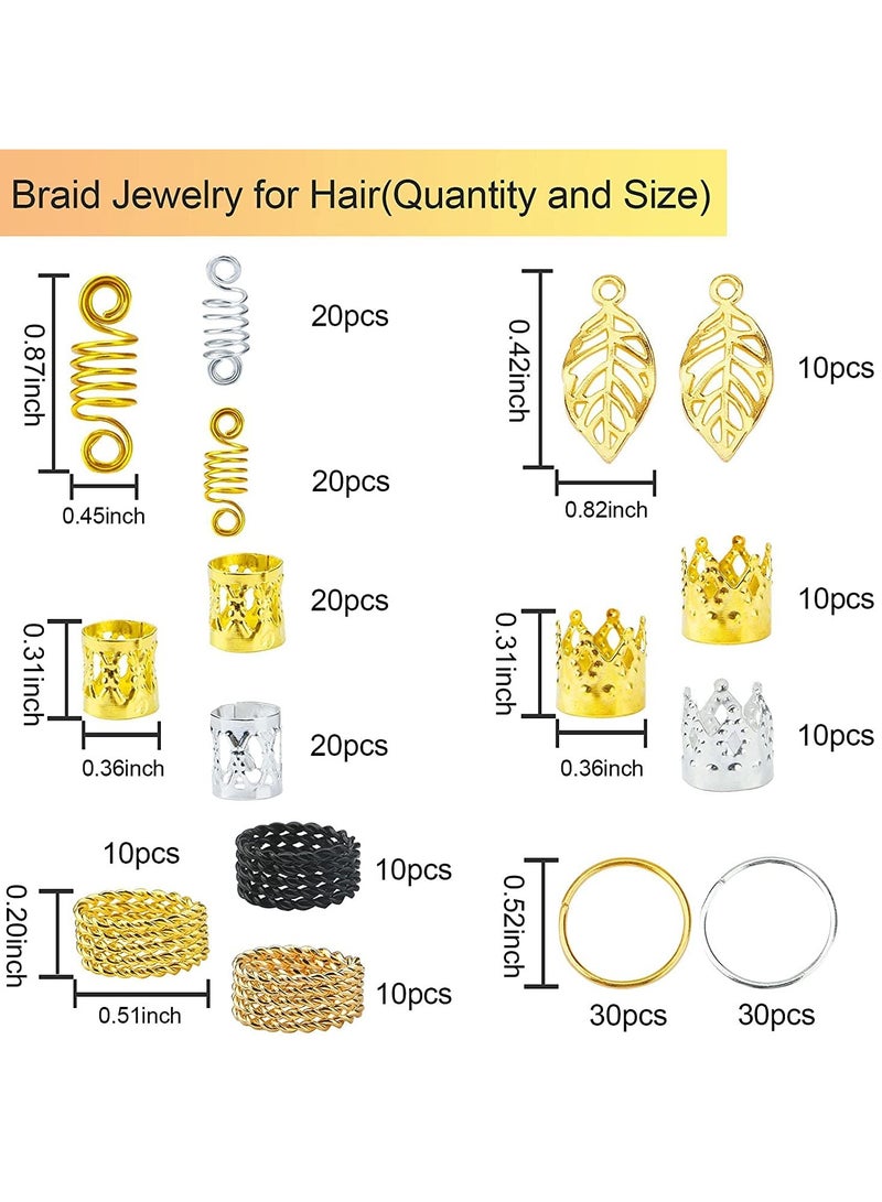 Harse 200PCS Hair Jewelry for Braids & Dreadlocks – Gold Hair Beads, Rings, Cuffs & Clips for Braiding Accessories & Hair Decorations - Image 4