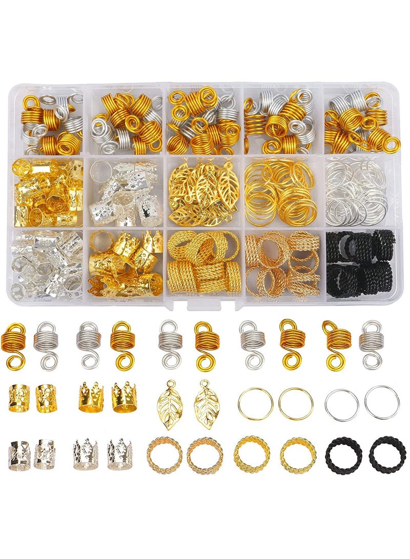Harse 200PCS Hair Jewelry for Braids & Dreadlocks – Gold Hair Beads, Rings, Cuffs & Clips for Braiding Accessories & Hair Decorations - Image 1