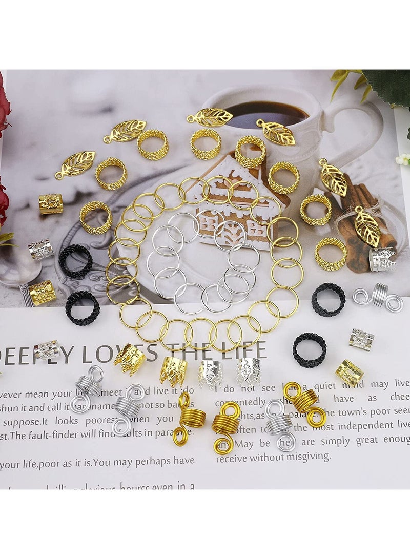 Harse 200PCS Hair Jewelry for Braids & Dreadlocks – Gold Hair Beads, Rings, Cuffs & Clips for Braiding Accessories & Hair Decorations - Image 2