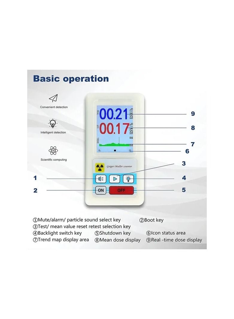 1-Piece Handheld Portable Multifunctional Nuclear Radiation Detector,Personals Dosimeter Detectors,Beta Gamma X-Ray Tester - Image 5