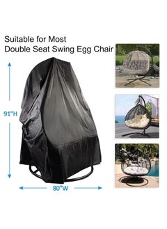 Meetion Patio Egg Chair Covers with Zipper, Wicker Egg Swing Chair Covers, Waterproof Heavy Duty Weather Resisatnt Outdoor Chair Cover, Windproof Hanging Chair Cover, 230 x 200cm, Black  - Image 2