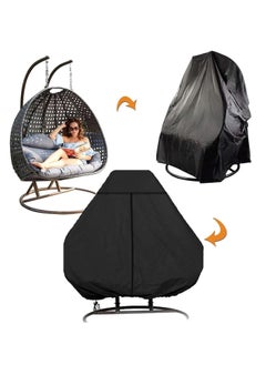 Meetion Patio Egg Chair Covers with Zipper, Wicker Egg Swing Chair Covers, Waterproof Heavy Duty Weather Resisatnt Outdoor Chair Cover, Windproof Hanging Chair Cover, 230 x 200cm, Black  - Image 3