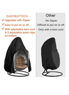Meetion Patio Egg Chair Covers with Zipper, Wicker Egg Swing Chair Covers, Waterproof Heavy Duty Weather Resisatnt Outdoor Chair Cover, Windproof Hanging Chair Cover, 230 x 200cm, Black  - Image 4