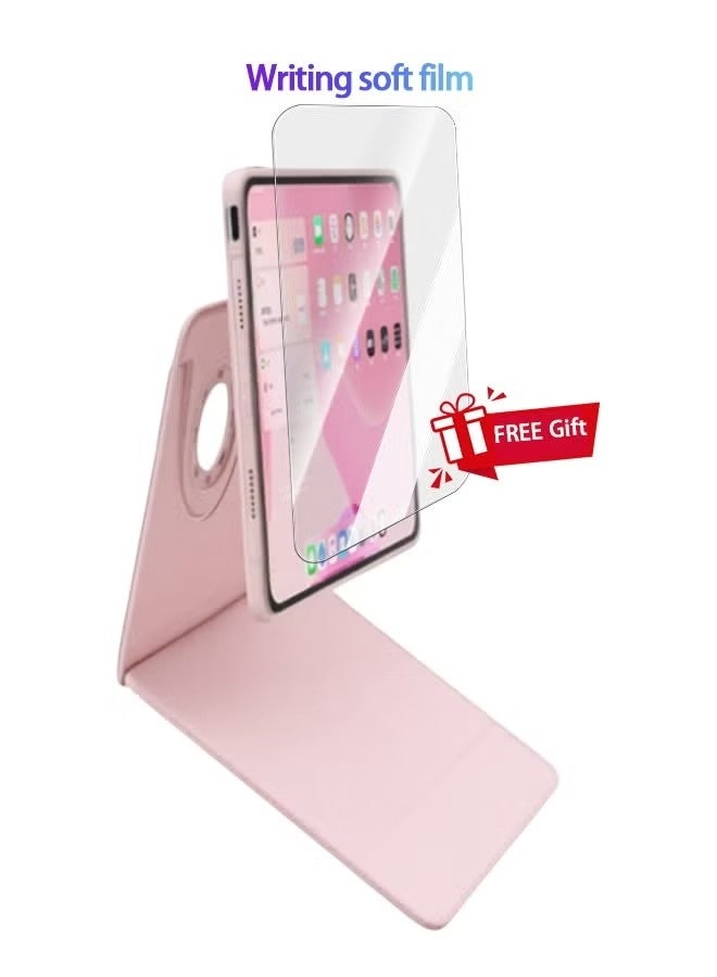 جراب iPad من الجيل الحادي عشر (A16 2025) وجراب iPad 10 مقاس 10.9 بوصة، جراب iPad يدور 360 درجة مع فتحة للقلم/ملحق مغناطيسي مريح/حامل رفيع بخاصية السكون/التنشيط التلقائي/جراب واقٍ شفاف من البولي يوريثان الحراري/مجموعة هدايا بقيمة 35 درهمًا إماراتيًا مع غشاء واقٍ مضاد للتوهج/جراب لوحي من اللباد - وردي - Image 3