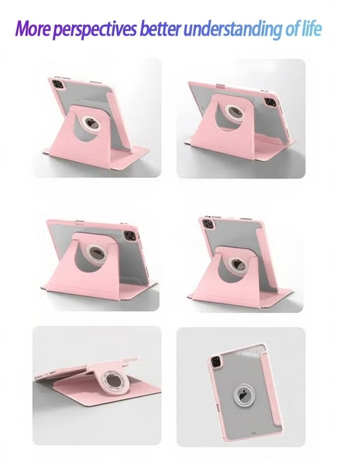 جراب iPad من الجيل الحادي عشر (A16 2025) وجراب iPad 10 مقاس 10.9 بوصة، جراب iPad يدور 360 درجة مع فتحة للقلم/ملحق مغناطيسي مريح/حامل رفيع بخاصية السكون/التنشيط التلقائي/جراب واقٍ شفاف من البولي يوريثان الحراري/مجموعة هدايا بقيمة 35 درهمًا إماراتيًا مع غشاء واقٍ مضاد للتوهج/جراب لوحي من اللباد - وردي - Image 5