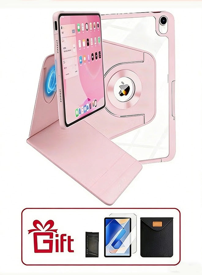 جراب iPad من الجيل الحادي عشر (A16 2025) وجراب iPad 10 مقاس 10.9 بوصة، جراب iPad يدور 360 درجة مع فتحة للقلم/ملحق مغناطيسي مريح/حامل رفيع بخاصية السكون/التنشيط التلقائي/جراب واقٍ شفاف من البولي يوريثان الحراري/مجموعة هدايا بقيمة 35 درهمًا إماراتيًا مع غشاء واقٍ مضاد للتوهج/جراب لوحي من اللباد - وردي - Image 1