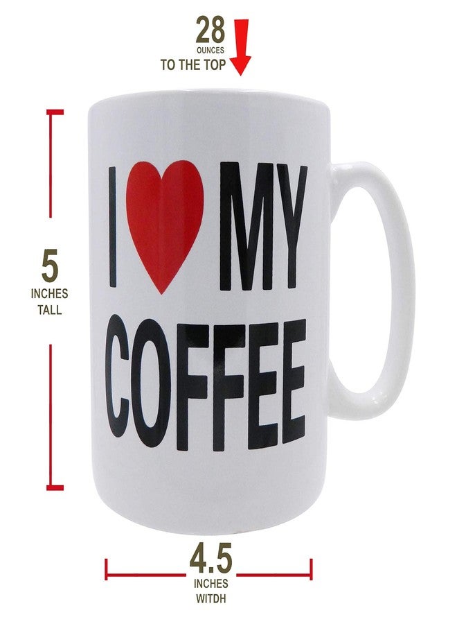 Rockin Mug BIG Coffee Mug oversize 28 ounces Mega Size Cup, Extra Large for Big drinks, Office desk decor novelty Gift Coffee Lovers XL Coffee Mug (I LOVE MY COFFEE) - Image 2