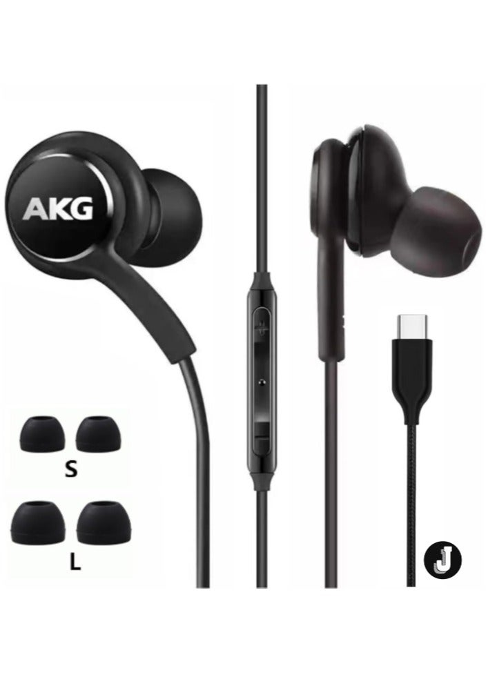JAJEEK "NEW 2024 AKG Designed In-Ear Stereo Headphones for Samsung Galaxy S24/S23/S22/S21/S20, Note 10/10+ – Type-C Connector with Microphone & Volume Control (Black)" - Image 1