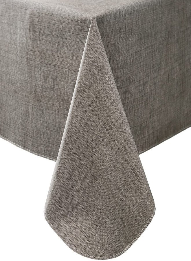 LIBERECOO Vinyl Tablecloth with Flannel Backing, Premium Gray, Waterproof, Stain-Resistant, Easy-Clean Table Cover for Dining, Kitchen, and Outdoor Use, 60" x 60" Square - Image 1