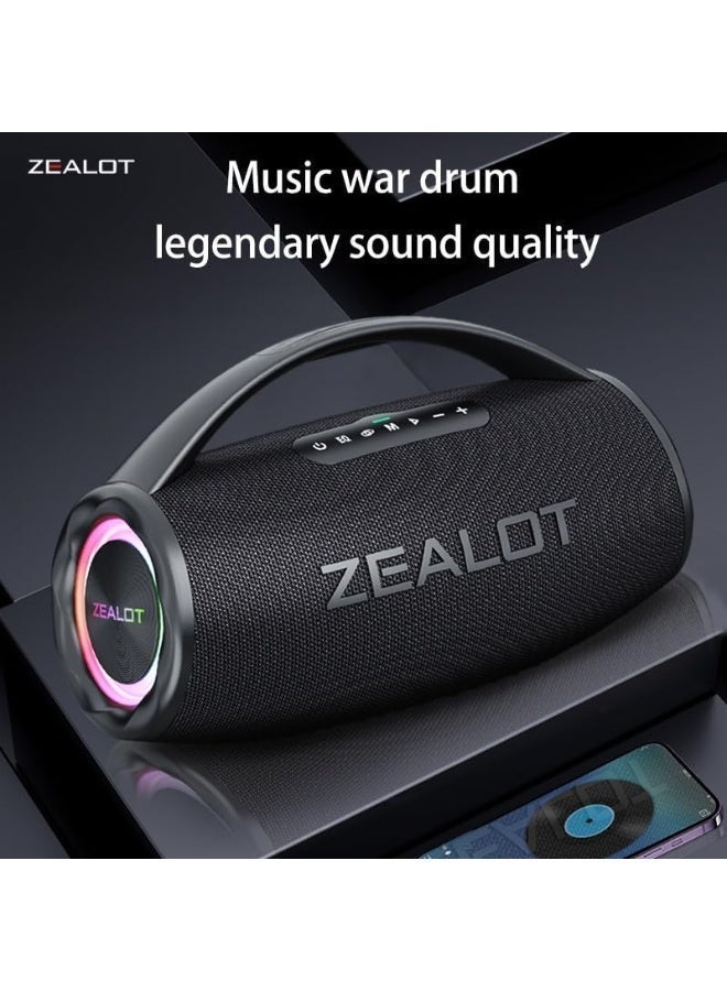 زيلوت مكبر صوت بلوتوث Zealot S97 بقوة 160 واط، بطارية 16000 مللي أمبير، وقت تشغيل يصل إلى 36 ساعة، مقاوم للماء بمعيار IPX5، مكبر صوت محمول للاستخدام الخارجي، صوت ستيريو قوي مع جهير عميق، يدعم بطاقة TF/قرص USB/AUX، متوافق مع الهواتف المحمولة/الأجهزة اللوحية/أجهزة الكمبيوتر/أجهزة التلفزيون، للاستخدام الداخلي والخارجي - Image 5
