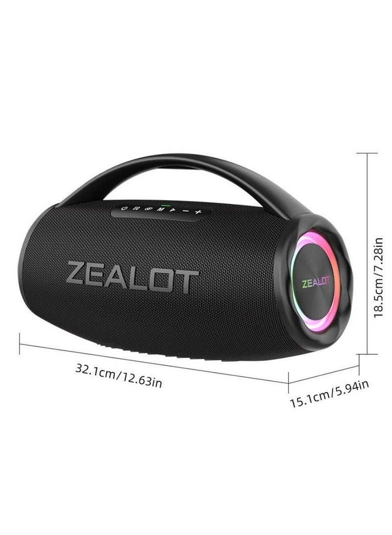 زيلوت مكبر صوت بلوتوث Zealot S97 بقوة 160 واط، بطارية 16000 مللي أمبير، وقت تشغيل يصل إلى 36 ساعة، مقاوم للماء بمعيار IPX5، مكبر صوت محمول للاستخدام الخارجي، صوت ستيريو قوي مع جهير عميق، يدعم بطاقة TF/قرص USB/AUX، متوافق مع الهواتف المحمولة/الأجهزة اللوحية/أجهزة الكمبيوتر/أجهزة التلفزيون، للاستخدام الداخلي والخارجي - Image 2