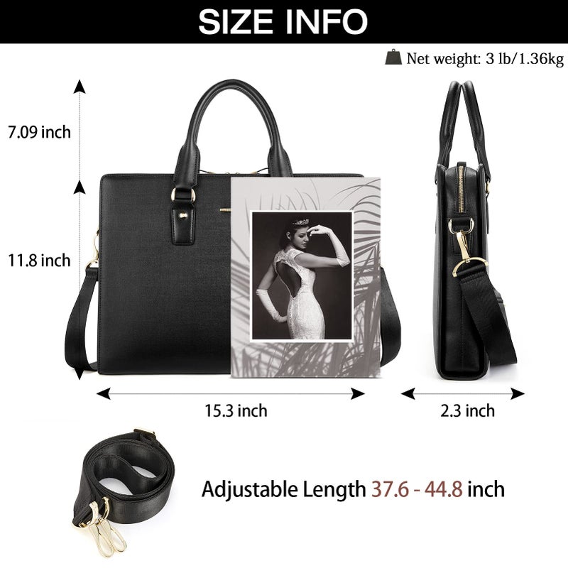 Bostanten BOSTANTEN Leather Lawyers Briefcase Shoulder Laptop Business Slim Bags for Men & Women Black  - Image 3