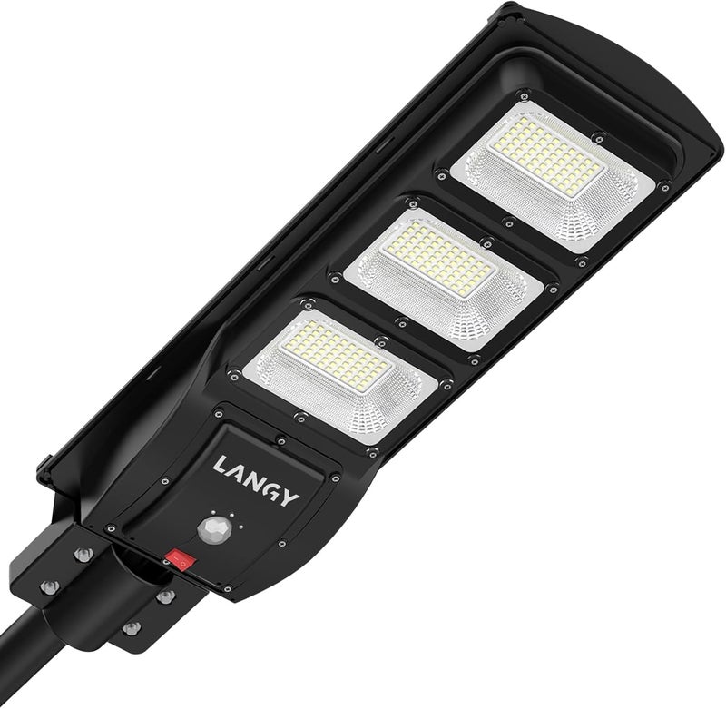 LANGY Solar Street Light Upgraded 150000 Lumens, 180 PCS LED Solar Powered Street Lamp Outdoor, 15000 mAh Battery, PIR Motion Sensor, 6000K, Dusk to Dawn Security Led Post Street Light - Image 1