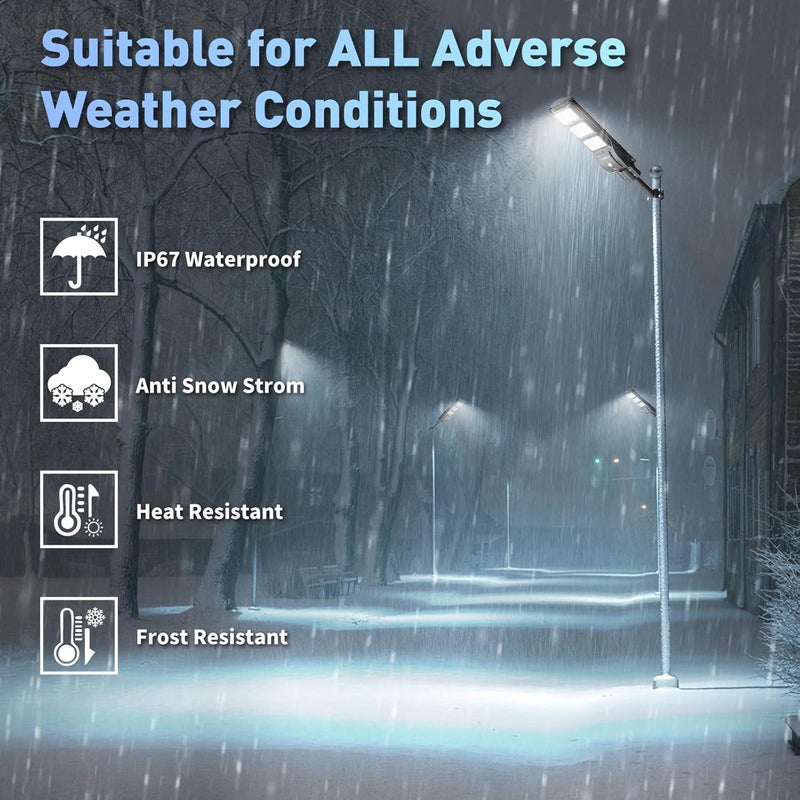 LANGY Solar Street Light Upgraded 150000 Lumens, 180 PCS LED Solar Powered Street Lamp Outdoor, 15000 mAh Battery, PIR Motion Sensor, 6000K, Dusk to Dawn Security Led Post Street Light - Image 4