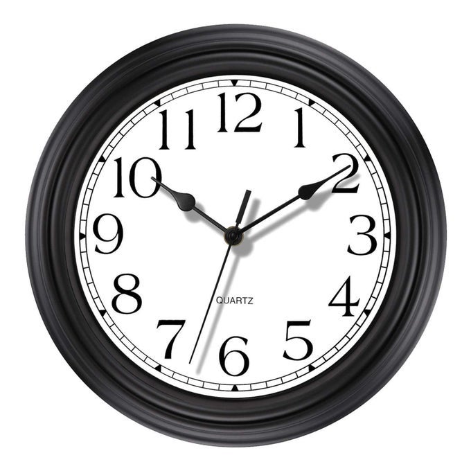 SILENT NONTICKING ROUND CLASSIC CLOCK RETRO QUARTZ DECORATIVE BATTERY OPERATED WALL CLOCK FOR LIVING ROOM KITCHEN HOME OFFICE 12 INCH BLACK