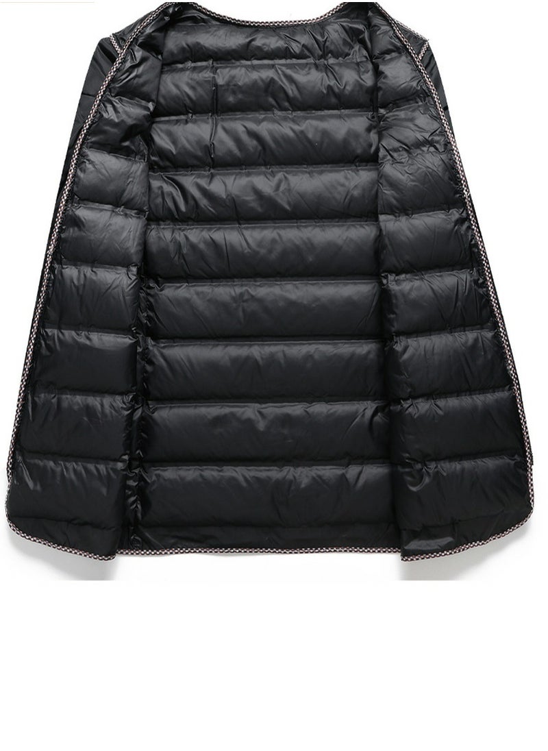 Loquat - Men's Woolen Casual Coat Slim Fit Long Jacket Overcoat With Detachable Down Inner Linning And Fur Collar Black - Image 1