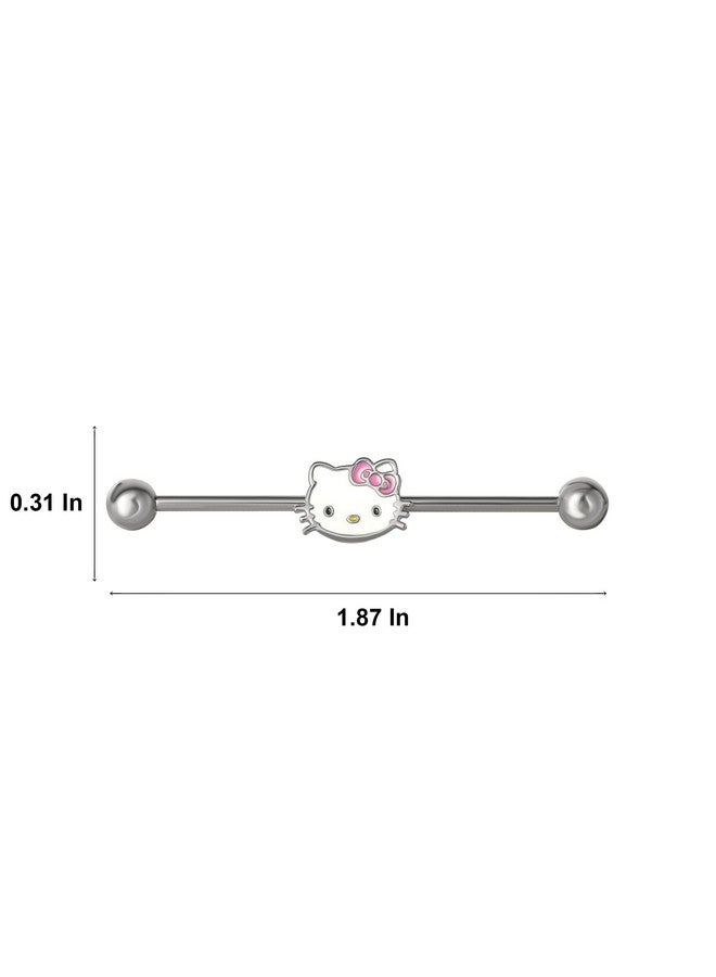 Hello Kitty مجوهرات ثقب صناعية 14 جرام من الفولاذ المقاوم للصدأ أقراط غضروفية كاواي باربل من سانريو مرخصة رسميًا - Image 4