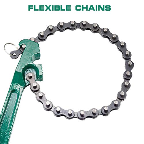 Taxutor 12 inch Heavy-Duty Adjustable Ratcheting Chain Wrench Adjustable Oil Filter Pipe Wrench Chain Style Multi-Purpose Remover Tool - Image 3