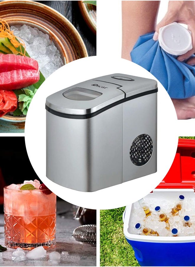 Oscar Oscar OSIM2020 Instant Ice Maker – Stainless Steel, 10KG Daily Capacity, 9 Crystalline Bullet Ice Cubes in 10 Minutes, Ice Full & Water Deficient Alarms, 600g Ice Storage, R600a Compressor, 1.7L Water Reservoir, Compact Design  - Image 3