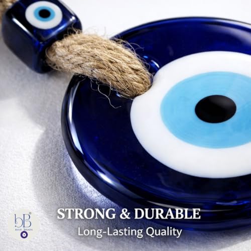 BLUE BEADS Feng Shui Vastu Blue Big Glass Evil Eye with Jute Door/Wall Hanging Nazar Suraksha Amulet Decoration Home/Office - Image 3