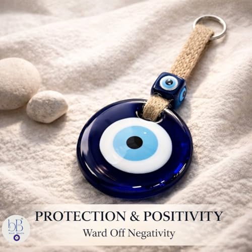 BLUE BEADS Feng Shui Vastu Blue Big Glass Evil Eye with Jute Door/Wall Hanging Nazar Suraksha Amulet Decoration Home/Office - Image 4