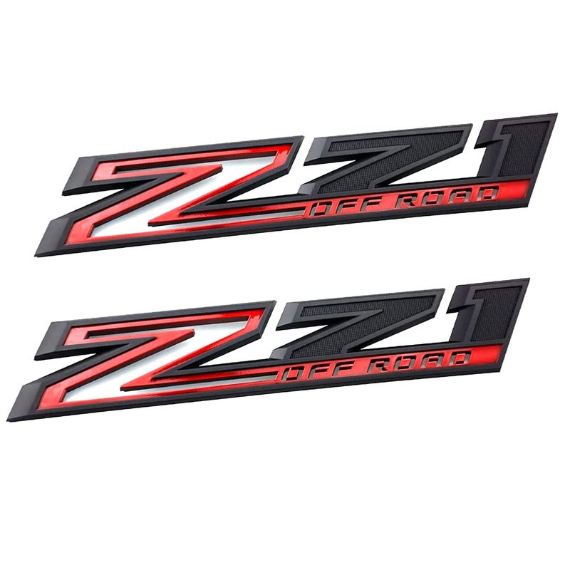 2pack 20192025 OEM Z71 Off Road Emblems Side Decals Badges Compatible with fits Silverado Offroad Parts 84632695 Black Red