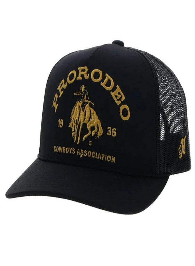HOOEY ProRodeo Hat - Snapback Baseball Cap with Embroidered Logo, Adjustable 5-Panel Casual Western Hat with Rope Detail (Black) - Image 1