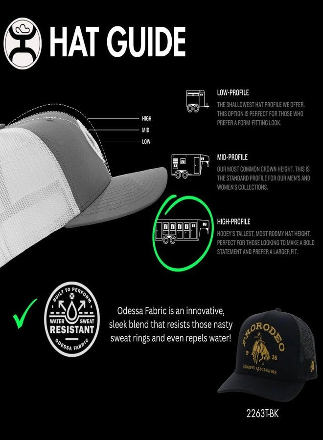 HOOEY ProRodeo Hat - Snapback Baseball Cap with Embroidered Logo, Adjustable 5-Panel Casual Western Hat with Rope Detail (Black) - Image 5