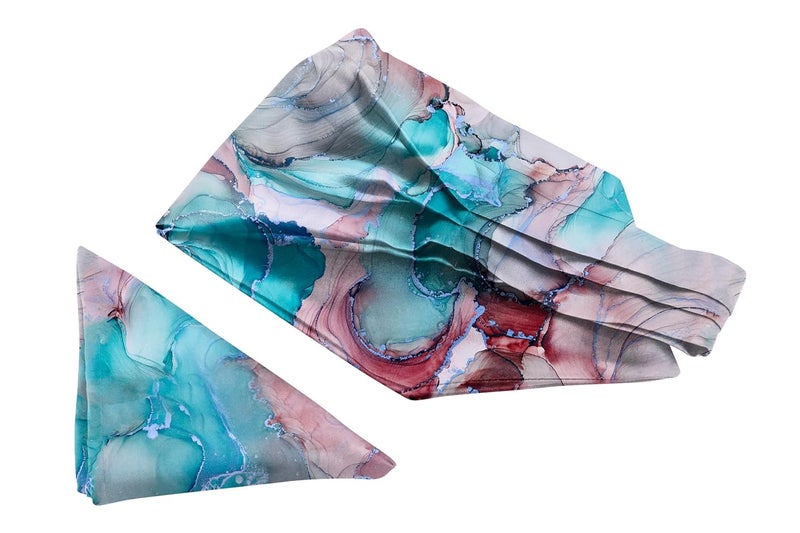 BLACKSMITH Jacquard Microfiber Neckwear Ascot and Matching Pocket Square Set for Men - Image 1