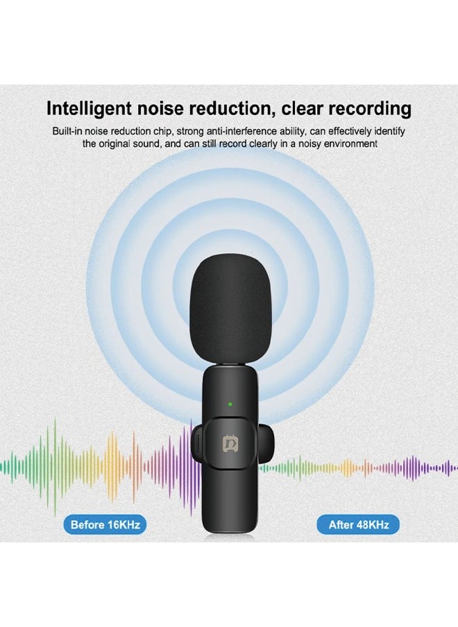 PULUZ Wireless Lavalier Noise Reduction Reverb Microphones for Type-C Phone, Type-C Receiver and Dual Microphones (Black)