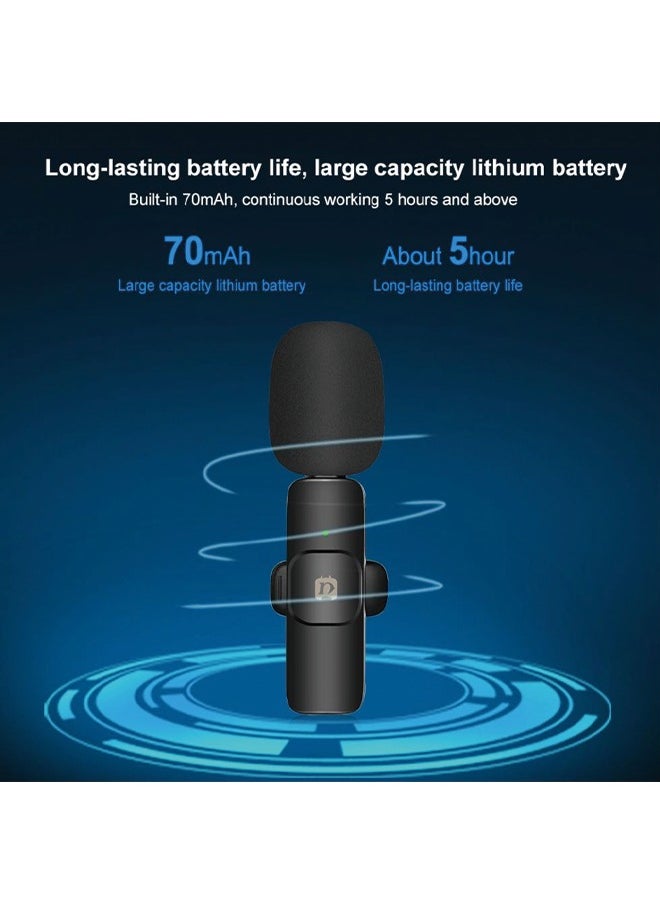 PULUZ Wireless Lavalier Noise Reduction Reverb Microphones for Type-C Phone, Type-C Receiver and Dual Microphones (Black)