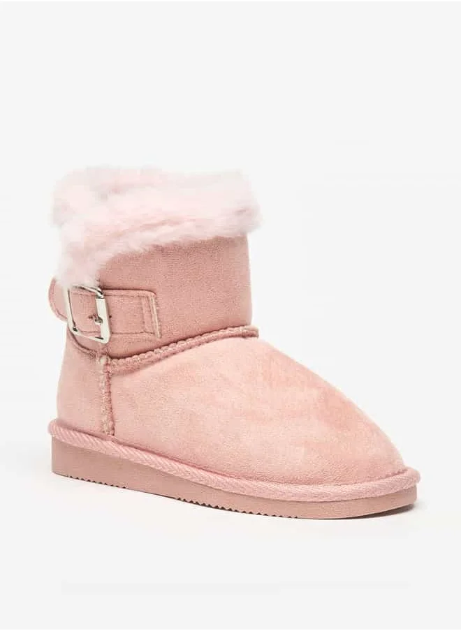 Flora Bella By Shoexpress Girls Plush Detail Slip-On High Cut Boots