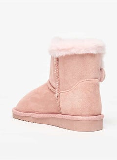Flora Bella By Shoexpress Girls Plush Detail Slip-On High Cut Boots  - Image 2